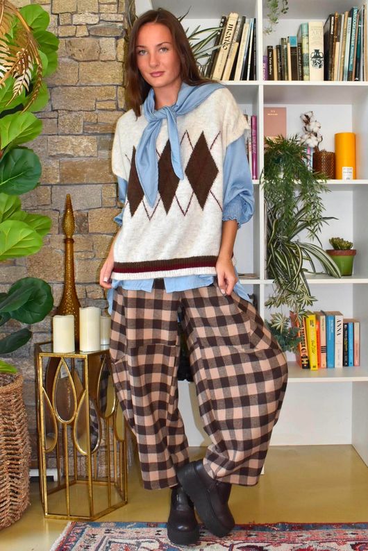 Zeta Otto Argyle Tank Oatmeal